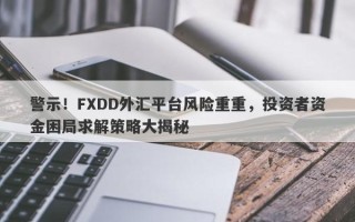 警示！FXDD外汇平台风险重重，投资者资金困局求解策略大揭秘