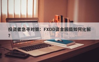 投资者急寻对策：FXDD资金困局如何化解？