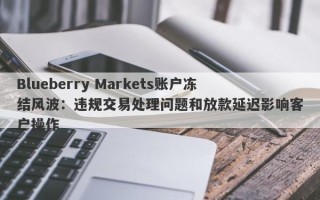 Blueberry Markets账户冻结风波：违规交易处理问题和放款延迟影响客户操作