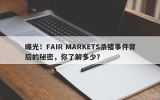 曝光！FAIR MARKETS杀猪事件背后的秘密，你了解多少？