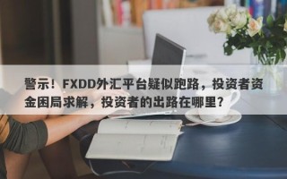 警示！FXDD外汇平台疑似跑路，投资者资金困局求解，投资者的出路在哪里？