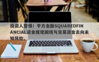 投资人警惕！平方金融SQUAREDFINANCIAL资金提现困境与交易资金去向未知风险。