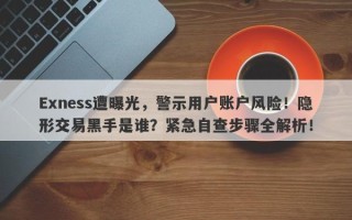 Exness遭曝光，警示用户账户风险！隐形交易黑手是谁？紧急自查步骤全解析！