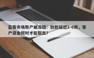 蓝莓市场账户被冻结：放款延迟2-6周，客户资金何时才能取出？