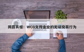 揭露真相：WCG文传金业的无证交易行为